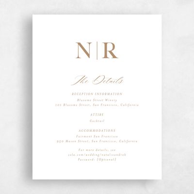 Metallic Bronze, Brown Wedding Enclosure - Holt Letterpress