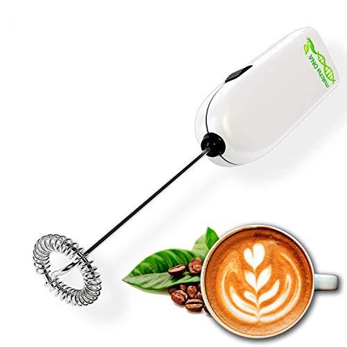 MatchaDNA Milk Frother - Handheld Battery Operated Electric Foam Maker For Bulletproof Coffee, Lattes, Cappuccino, Hot Chocolate, Sleek Drink Mixer (Round Tip 1 Pack)