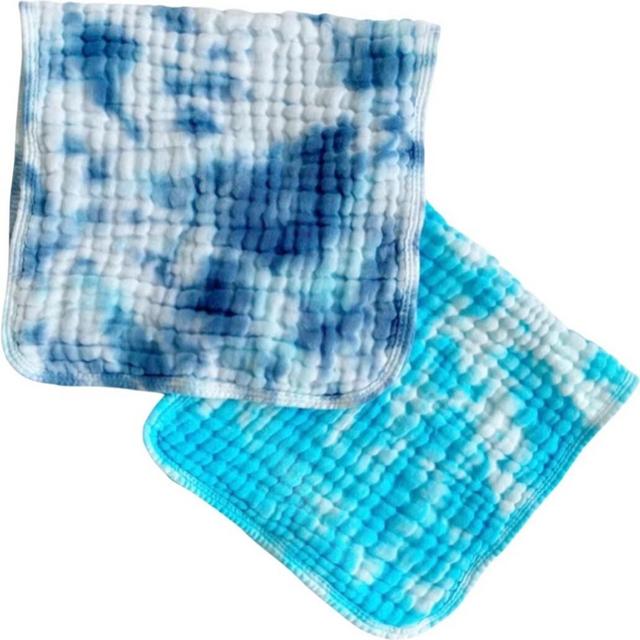 Tie-Dye Burp Cloth Set, Blues