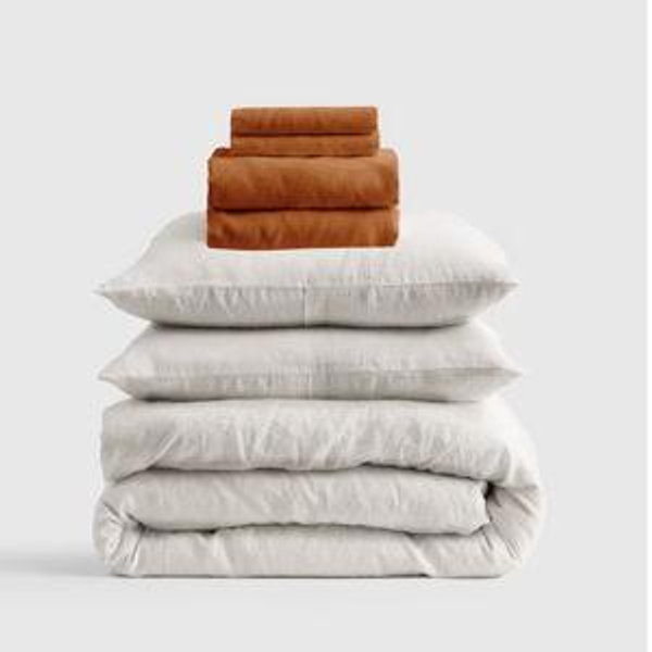 European Linen Deluxe Bedding Bundle - Sand, Standard