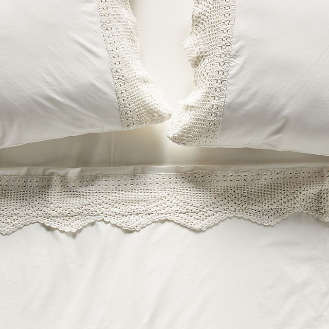 Norah Crochet Organic Percale Sheet Set