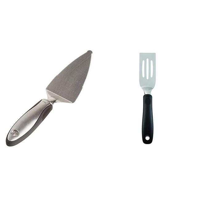 OXO SteeL Pie Server,Silver,1 EA & 1177100 1177100 Good Grips Stainless Steel Cut and Serve Turner, Black