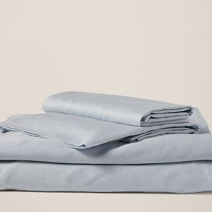 PACT Home Washed Blue Organic Room Service Sateen Sheet Set TW