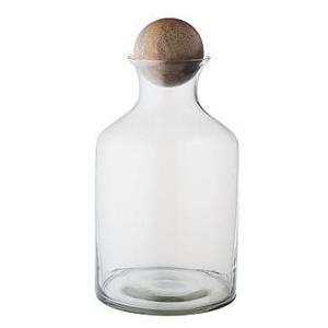 Glass Whiskey Bottle, Wood Stopper