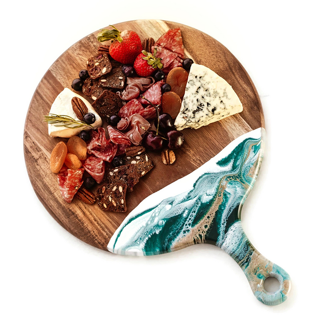 Round Cheese Paddle Acacia Boards