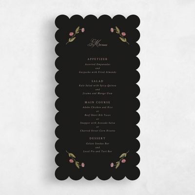 Black Scalloped Wedding Menu - Isolde Foil
