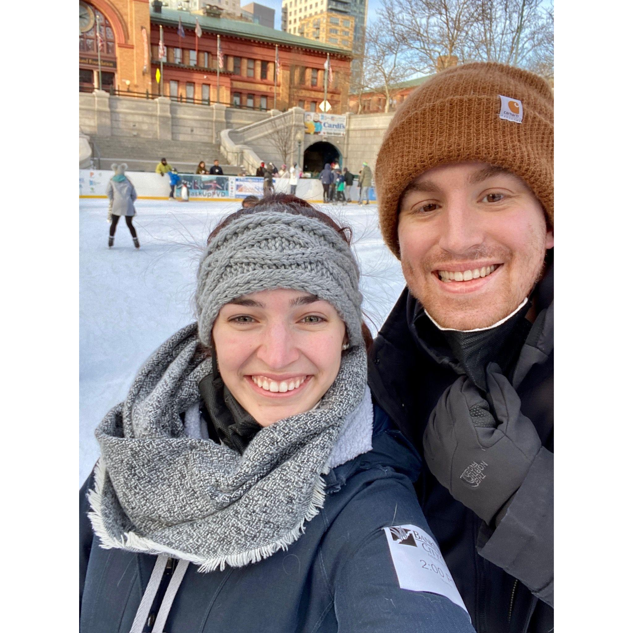 Zach's first time ice skating with Kate (and he didn't even fall!)