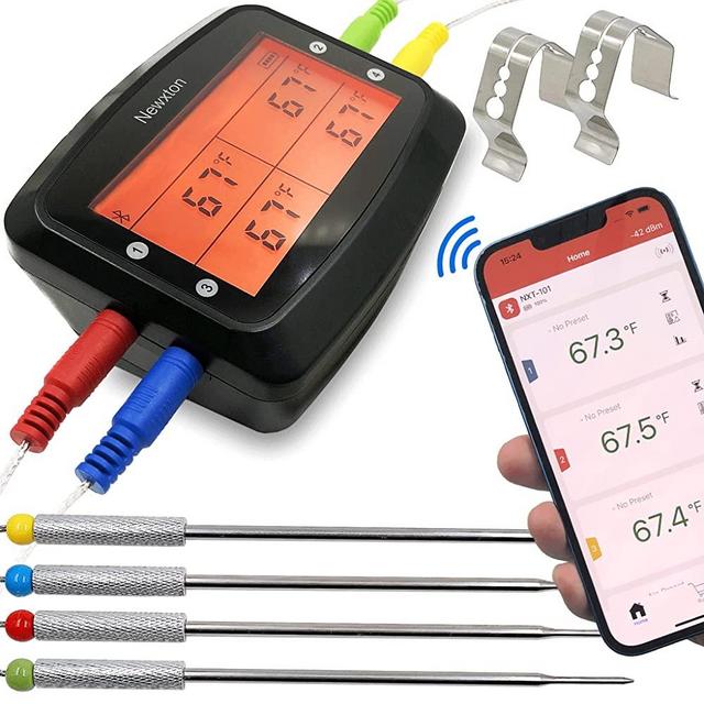 Newxton Bluetooth Wireless Meat Thermometer,192 feet Range, Digital Instant Read Food Cooking Remote Meat Thermometer for Grilling, with 4 Probes for Smoker, Grill, Oven,BBQ