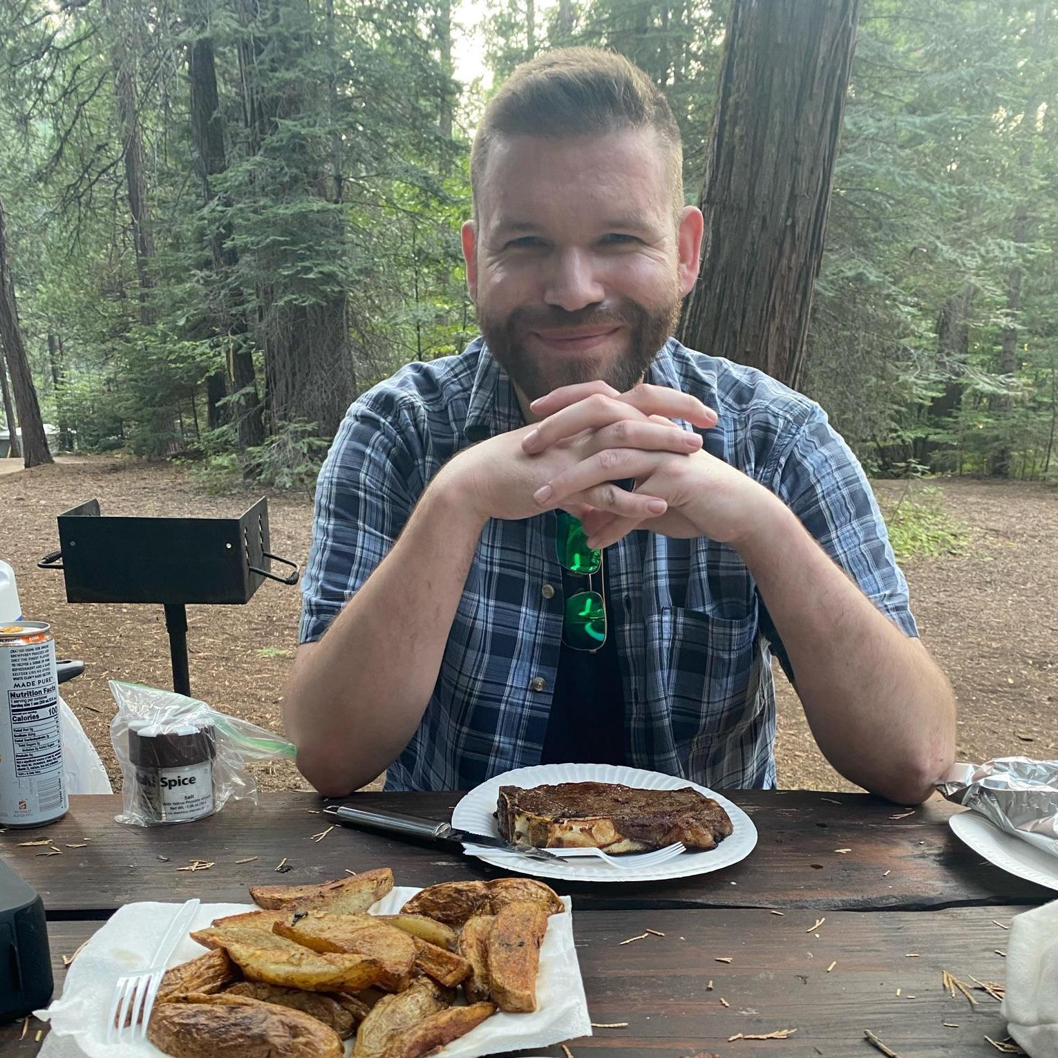 Our first camping trip together! And yes, we are having steak and pomme frites because Tyler is the best camping chef around.