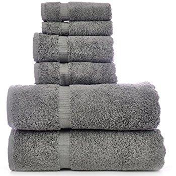 Premium 8 Piece Towel Set (Grey); 2 Bath Towels, 2 Hand Towels and 4 Washcloths - Cotton - Machine Washable, Hotel Quality, Super Soft and Highly Absorbent by Utopia Towels