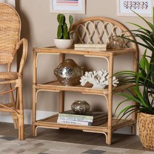 Redell Modern Bohemian Rattan 3-Tier Display Shelf