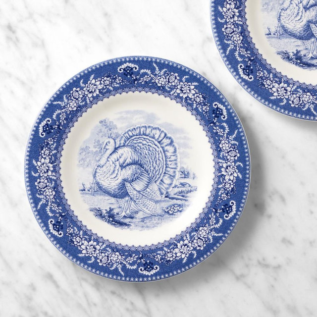 English Floral Turkey Salad Plates, Set of 8