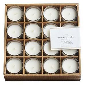 Filled Glass Votive Candle, Ivory - Set Of 16