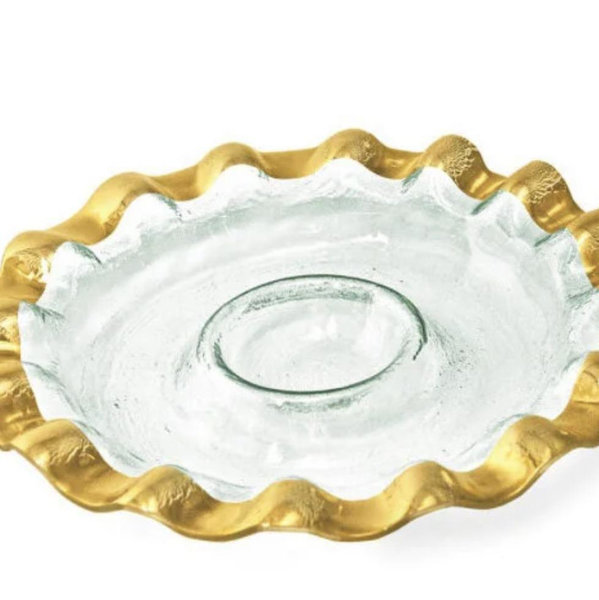 Annieglass Ruffle Round Chip and Dip Server — Hillyer House