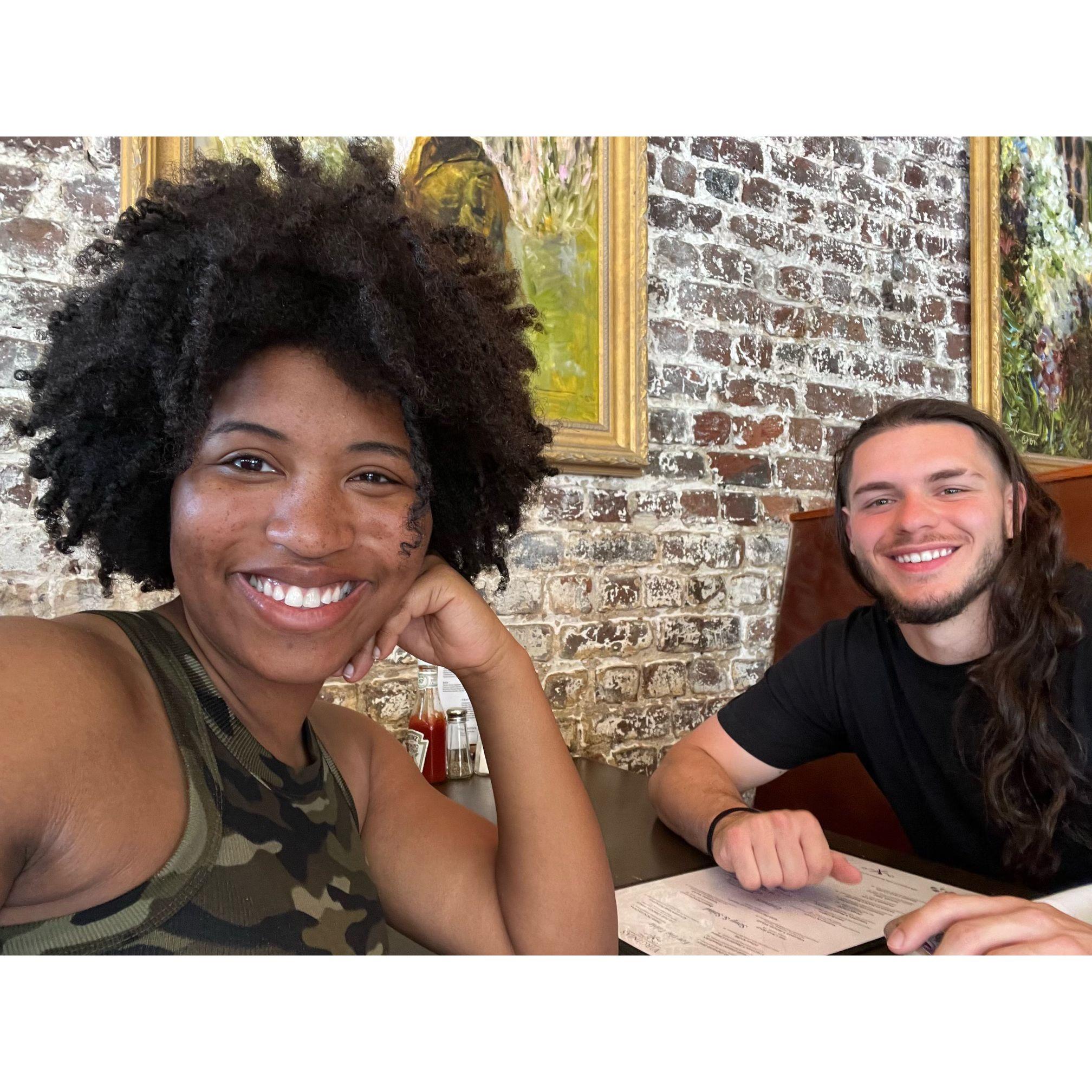 Beach day! Surprised Joy with a day trip to Myrtle Beach when she came to visit me in South Carolina! Waiting for our appetizers as we figure out what we are going to eat for lunch!