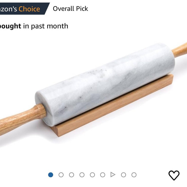 Fox Run Polished Marble Rolling Pin with Wooden Cradle, 10-Inch Barrel, White