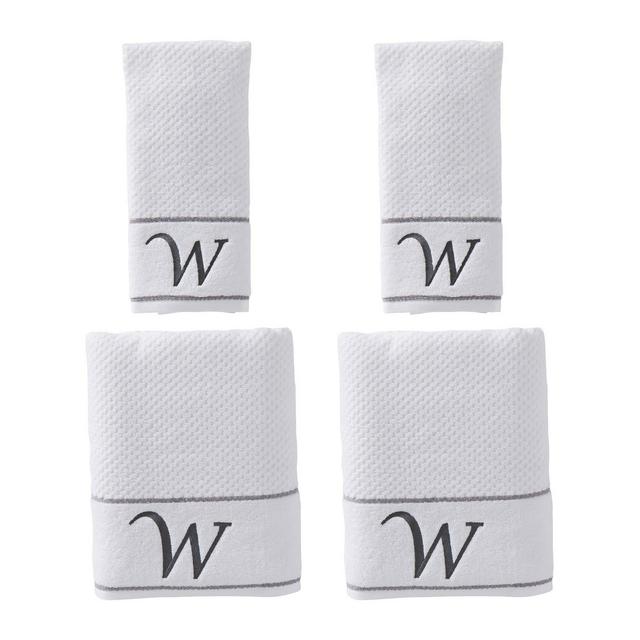 4pc "W" Monogram Bath/Hand Towel Set White - SKL Home