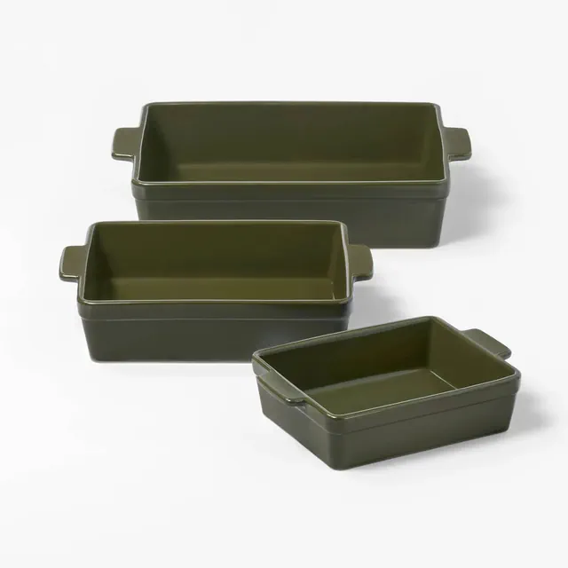 3pk Stoneware Baking Dishes Green - Figmint™