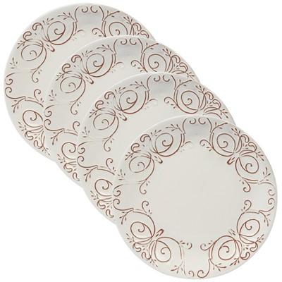Certified International Terra Nova Ceramic Dinner Plates 11.3" White/Brown - Set of 4