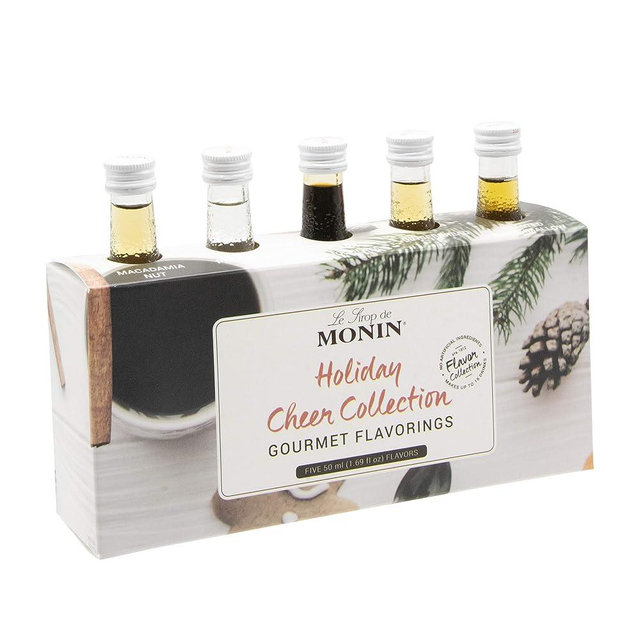 Monin 5-Flavor Holiday Cheer Collection, Gluten-Free Natural Flavors for Drinks