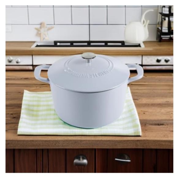 MARTHA STEWART Gatwick 7 QT Enamel Cast Iron Dutch Oven, Lavender