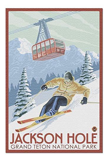 Jackson Hole, Wyoming - Grand Teton National Park - Skiing (20x30 Premium 1000 Piece Jigsaw Puzzle, Made in USA!)