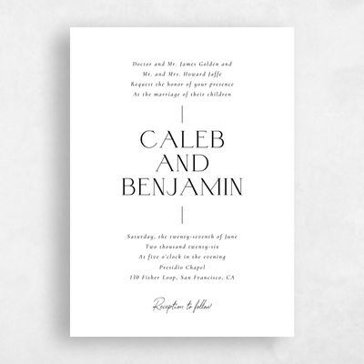White Wedding Invitation - Piccola Portrait