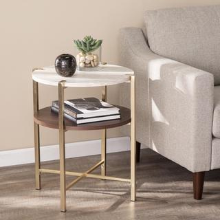 Ardmillan Round End Table with Faux Marble Top
