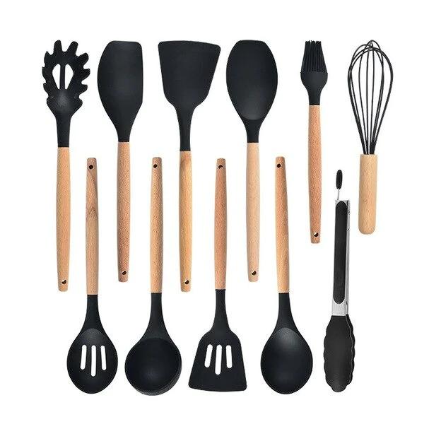 Silicone Cooking Utensil Set Black