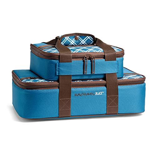 Rachael Ray 5055RR2585 Lasagna Lugger Combo Set, 16.5” X 10.5” X 4.2, Marine Blue Plaid