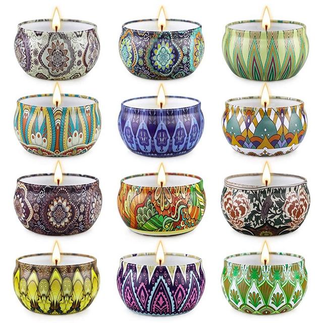Candles 12 Pack Candle Sets, Candles Gifts for Women Soy Wax Candles 2.5oz Portable Travel Tin Candles for Home Scented, Perfect Gifts Set for Her Mom Bath Yoga Mother's Birthday Gifts Candle