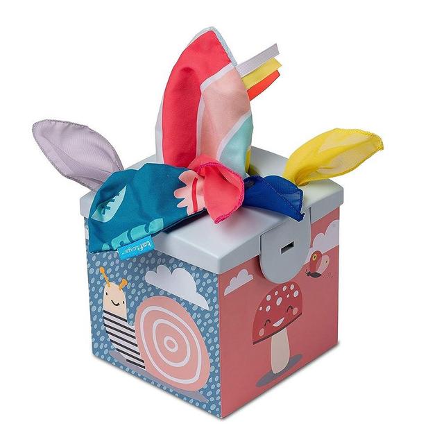Taf Toys Sensory Crinkle Tissue Box for Toddlers. STEM Montessori Toy with Colorful Soft Scarves and Crinkling Blankies