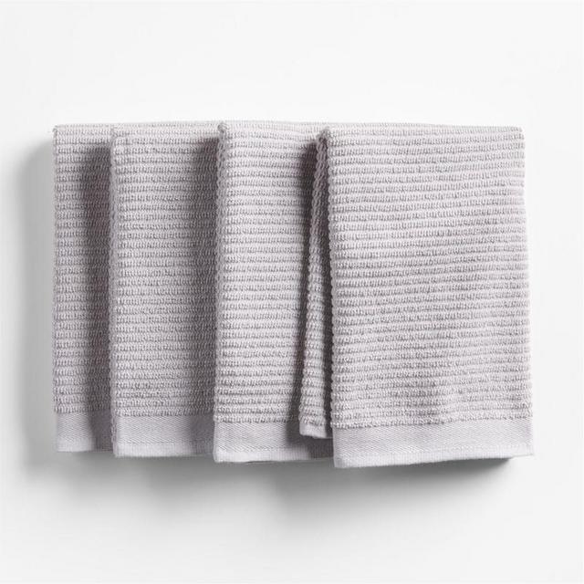 Ribbed Bar Mop Grey Organic Cotton Dish Towels, Set of 4
