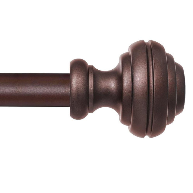 Bronze Curtain Rods for Windows 48-84 inch,3/4 inch Heavy Duty Adjustable Decorative Curtain Rod with Modern Finials,Window Rods for Bedroom, Living Room,Patio and Kitchen