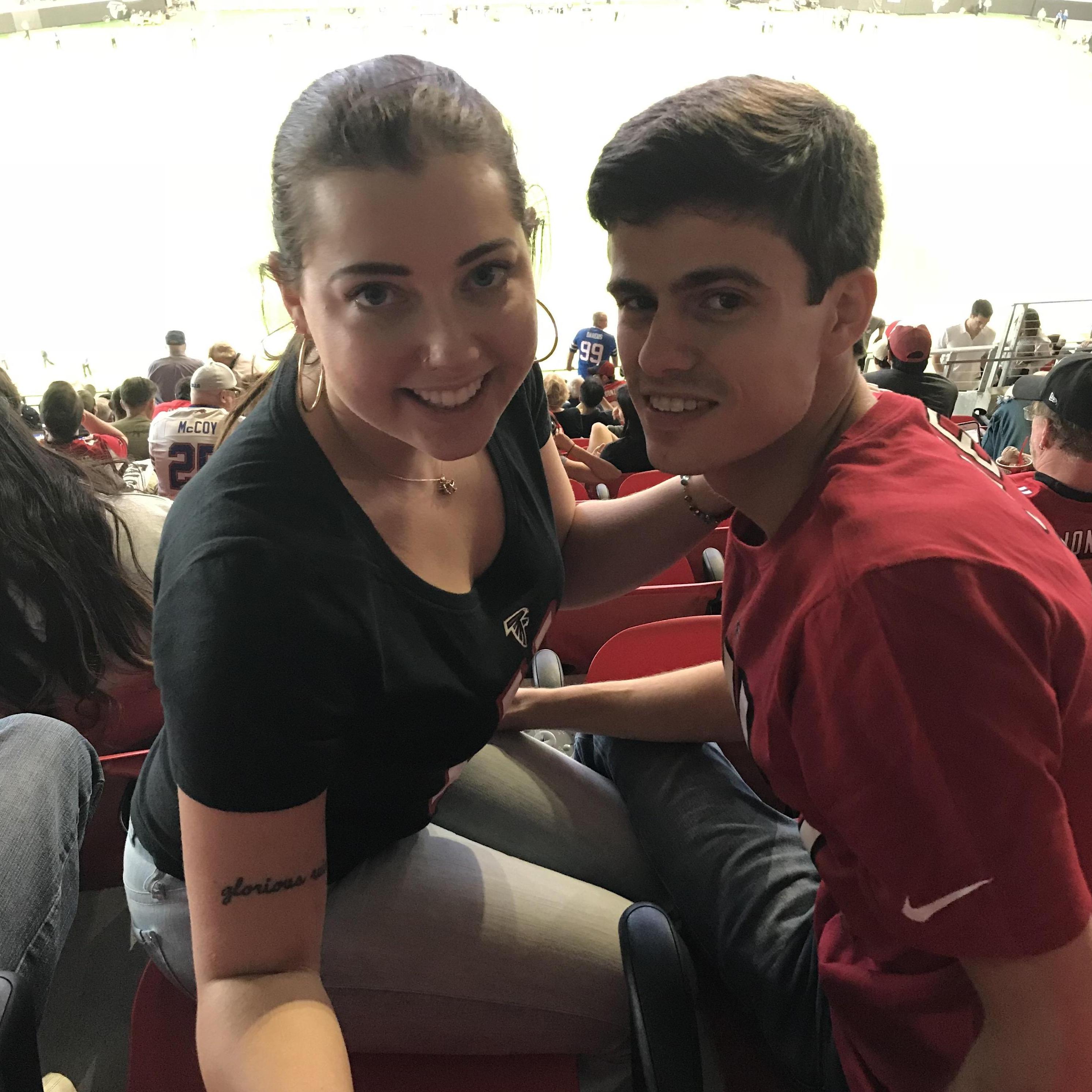 At an Atlanta Falcons game in the new Mercedes Benz Stadium!