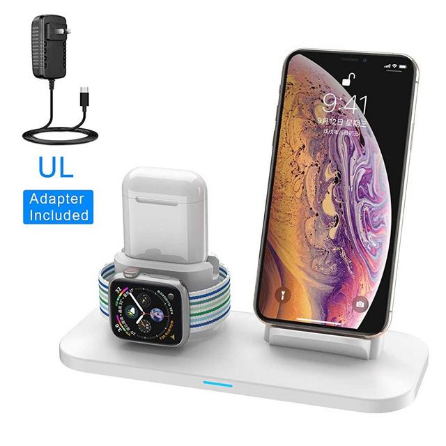 Wireless Charger, 3 in 1 Wireless Charging Station for Apple Watch and iPhone Airpods, Wireless Charging Stand Compatible for Apple iPhone X/XS/XR/Xs Max/8/8 Plus Apple Watch Series 4 3 2 1 Airpods