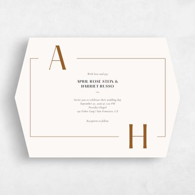 Beige Diamond Wedding Invitation - Wetherby Landscape
