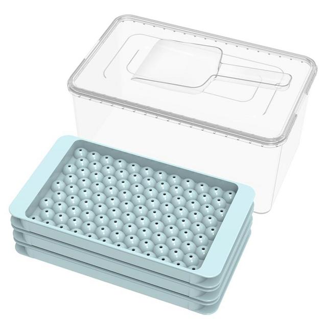 Toobimen Ice Cube Tray with Lid and Bin, Ice Trays for Freezer, 3 * 104 PCS Ice Cube Mold, 0.45'' Mini Ice Cube Trays for Mini Fridge Making Ice Balls for Coffee,Juice &Soda
