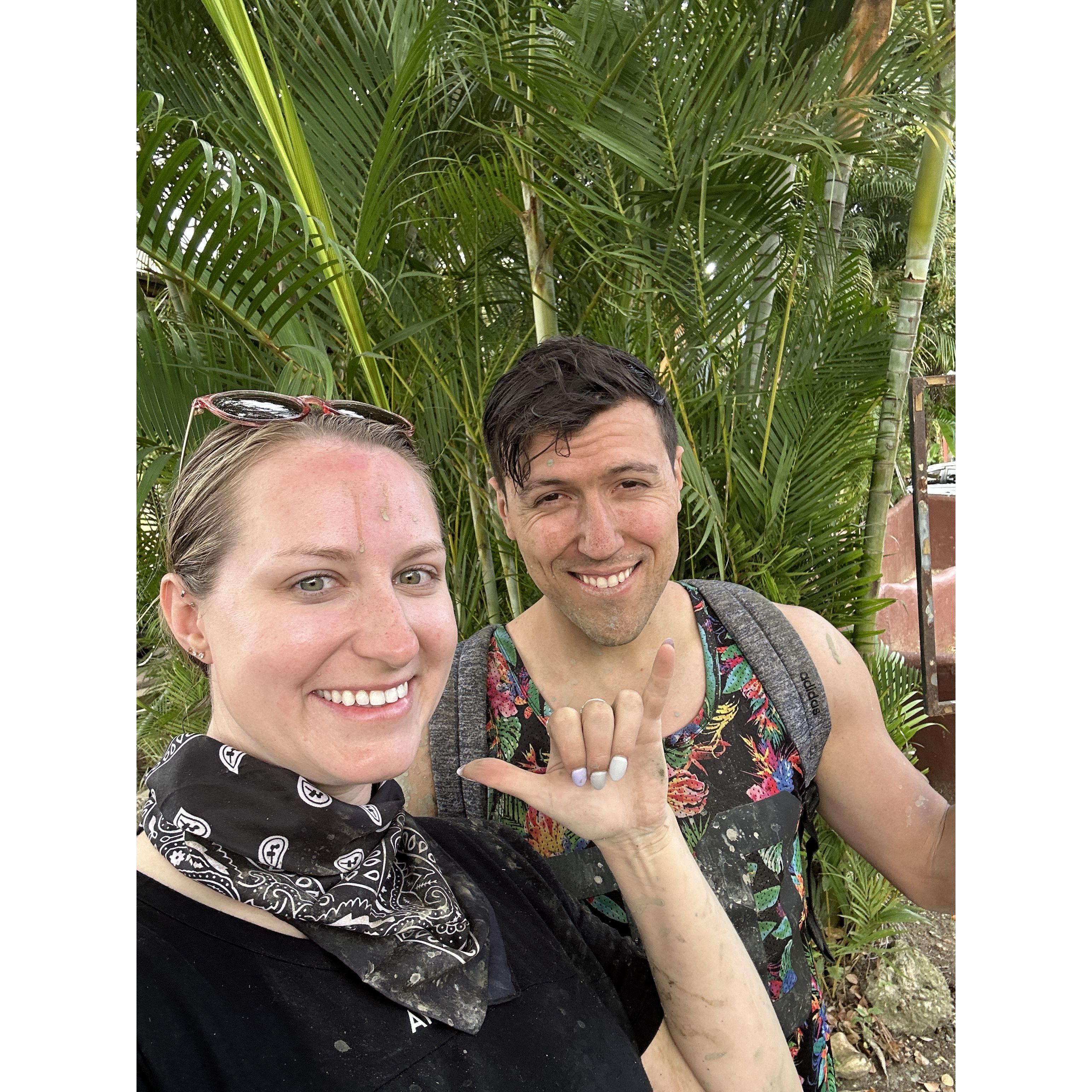 And a picture after! Best birthday adventure ever. We got to drive our dune buggy through all sorts of muddy puddles and swim at a private beach! We wished we hadn't washed off so much of our mud!