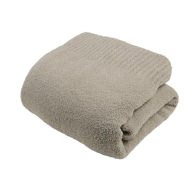 Knit Cozy Bed Blanket Plush Fuzzy Soft Blanket Queen Size Luxury Bed Blanket 90x90 Inches Taupe