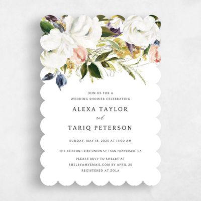 White Scalloped Wedding Wedding Shower Invitation - Octavia Portrait