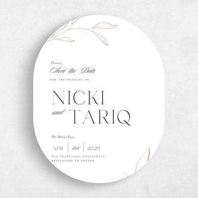 White Oval Wedding Save the Date - Finch Portrait