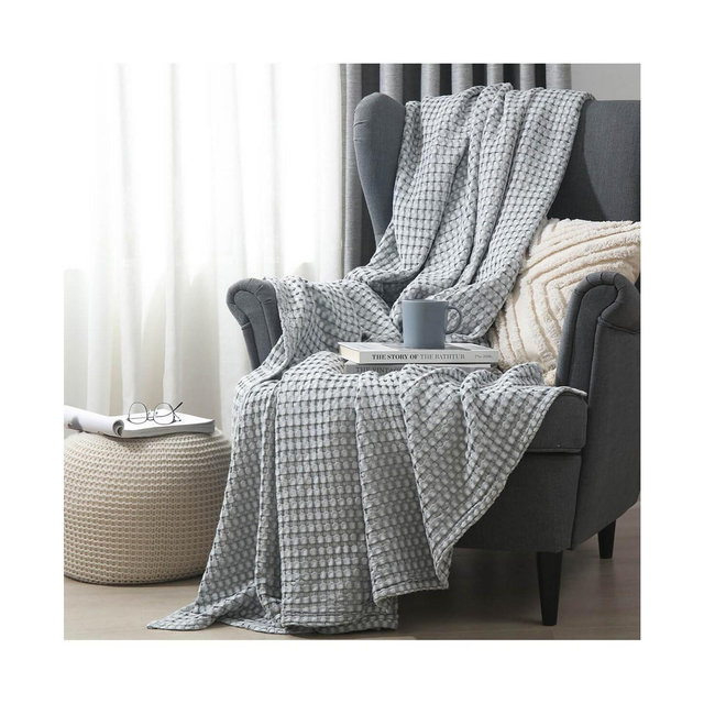 Egyptian Linens Cozy Bamboo Waffle Blanket, Throw