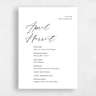 White Wedding Program - Gilmore