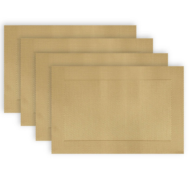Dainty Home Napa Woven Vinyl Reversible Rectangular Placemat Set Of 4 - Gold