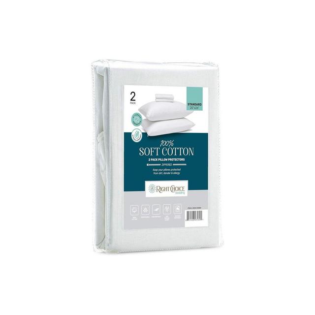 Right Choice Bedding 100% Cotton Standard Pillow Protector with Zipper –
