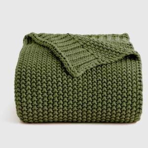 Cotton Fisherman Throw in Olive