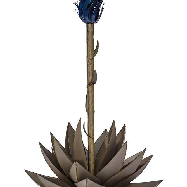 Desert Steel Blue Agave Garden Torch - (Small - 20”W x 15”H x 30”H) - Outdoor Metal Yard Art & Lawn Decoration