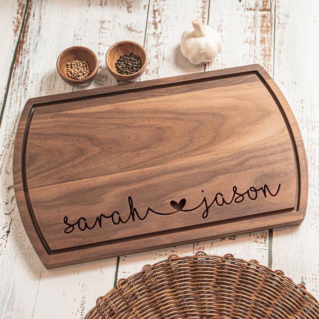 Personalized Walnut Wood Cutting Board, Gift For Couples, Anniversary, Engagement Wedding Gift For Newlywed, Bridal Shower Housewarming gift
