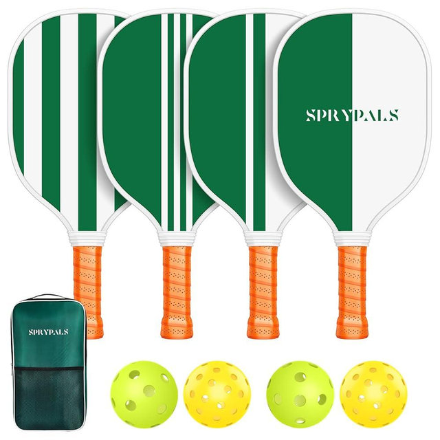 Pickleball Paddles Set of 4, USAPA Approved Pickleball Set of 4 with 4 Pickleball Balls & 1 Carry Bag Premium Wooden Cute Pickle Ball Paddles Grip Gifts for Women Youth Men